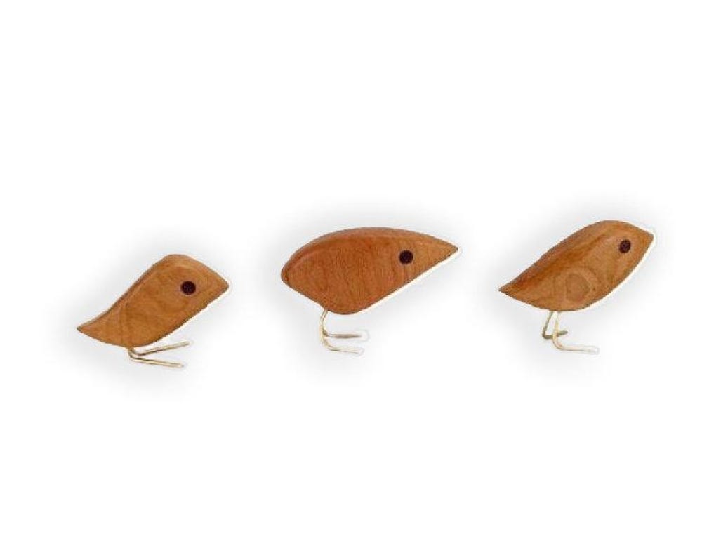 Trio of Birds (Cherry) Wood Figurines